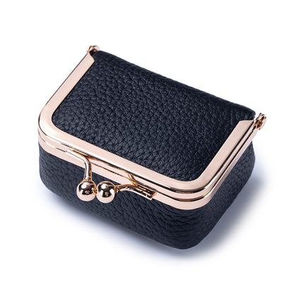 Genuine Leather Mini Frame Coin Jewelry Purse