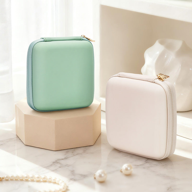 Simple Travel Jewelry Box Beige Green