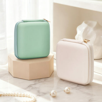 Simple Travel Jewelry Box Beige Green