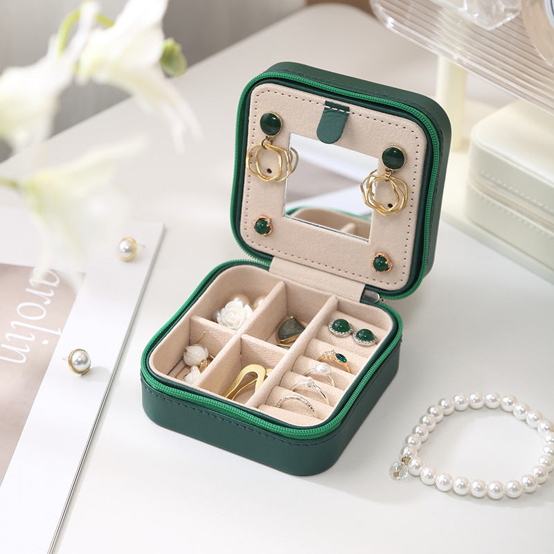 Travel Jewelry Box with Mirror Portable Multiple Colors