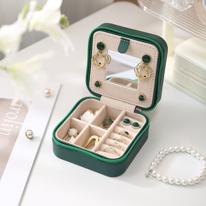 Travel Jewelry Box with Mirror Portable Multiple Colors