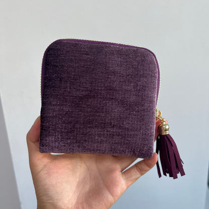 Tassel Zipper Velvet Jewelry Pouch Portable