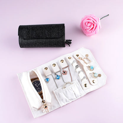 Leather Roll Up Jewelry Travel Organizer