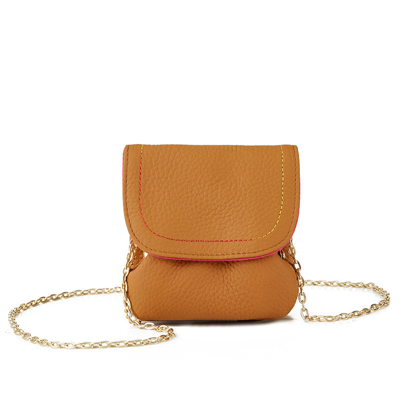 Genuine Leather Chain Coin Purse Snap Multiple Colors