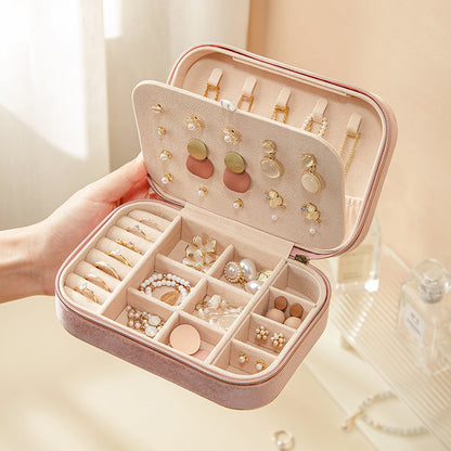Simple Portable Velvet Jewelry Box Pearl Fleece