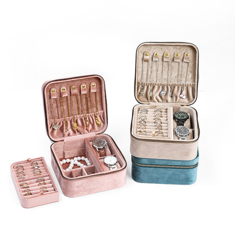 Fashion Retro Velvet Multi Function Jewelry Box Travel