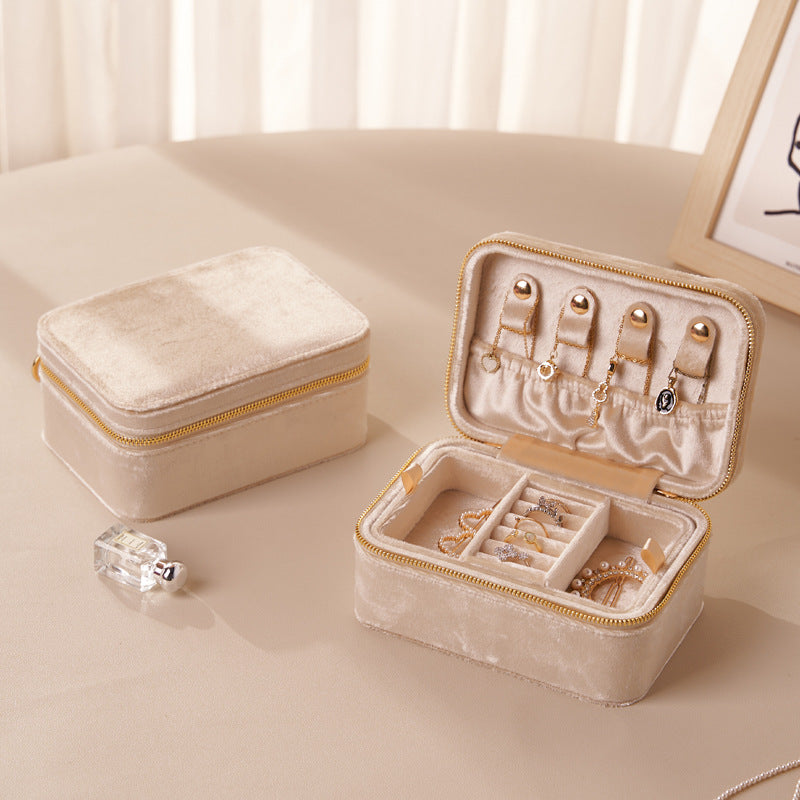 Velvet Jewelry Organizer Box Earring Ring Storage