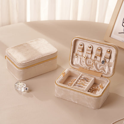 Velvet Jewelry Organizer Box Earring Ring Storage