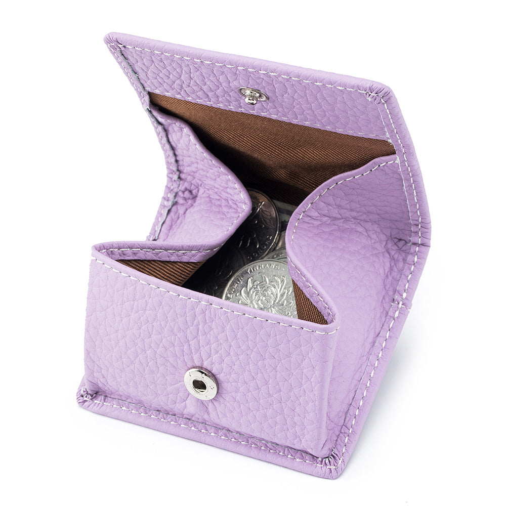 Genuine Leather Mini Wallet with Snap Coin Purse
