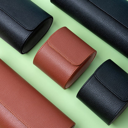 Pebble Grain PU Multi Slot Travel Watch Case