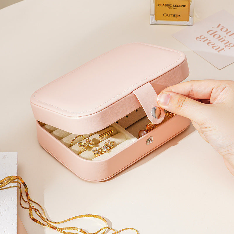 Travel Portable Simple PU Leather Jewelry Box