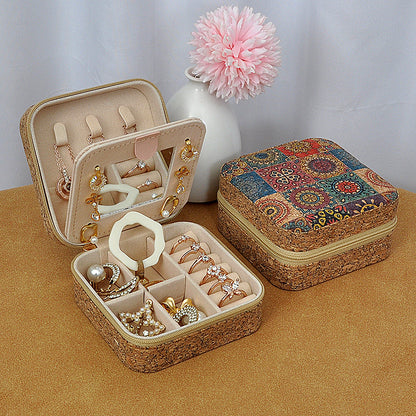 Vintage Travel Jewelry Box with Mirror Portable