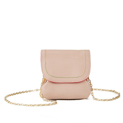Genuine Leather Chain Coin Purse Snap Multiple Colors