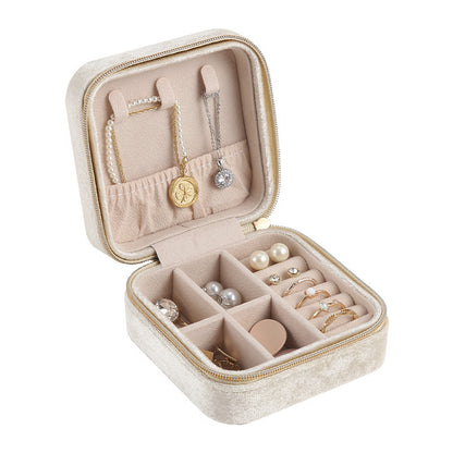 Soft Velvet Jewelry Storage Box Portable Multiple Colors