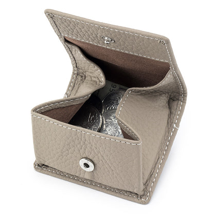 Genuine Leather Mini Wallet with Snap Coin Purse