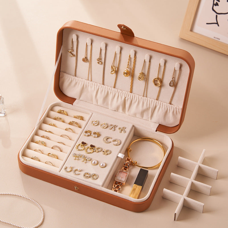 Elegant Leather Jewelry Box for Necklace Ring Earring