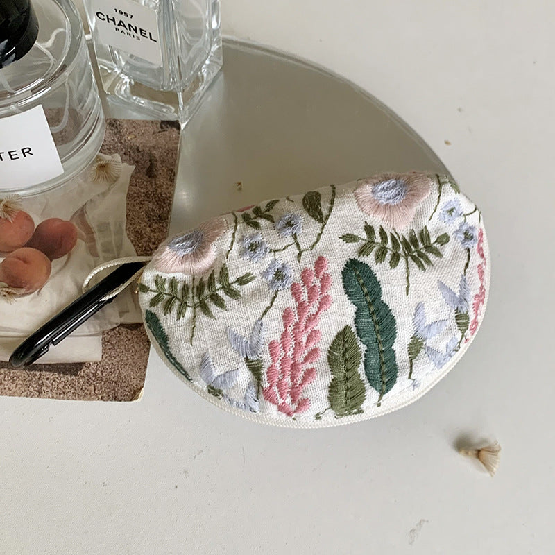 Heavy Embroidery Headphone Case Pouch Multiple Colors