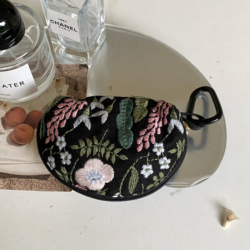 Heavy Embroidery Headphone Case Pouch Multiple Colors