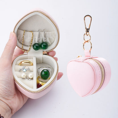 Hanging Keychain Jewelry Box Portable Heart Shape
