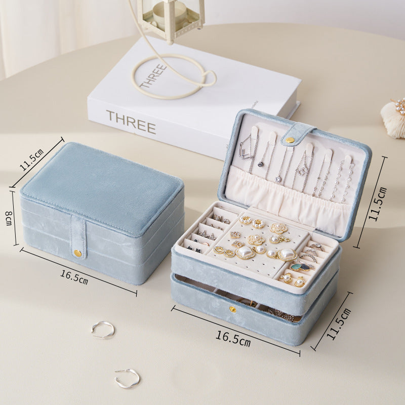 Luxury 3 Layer Velvet Jewelry Organizer Box Portable