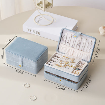 Luxury 3 Layer Velvet Jewelry Organizer Box Portable