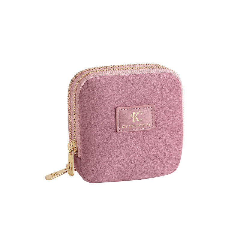 Double Layer Velvet Jewelry Pouch Portable Handheld