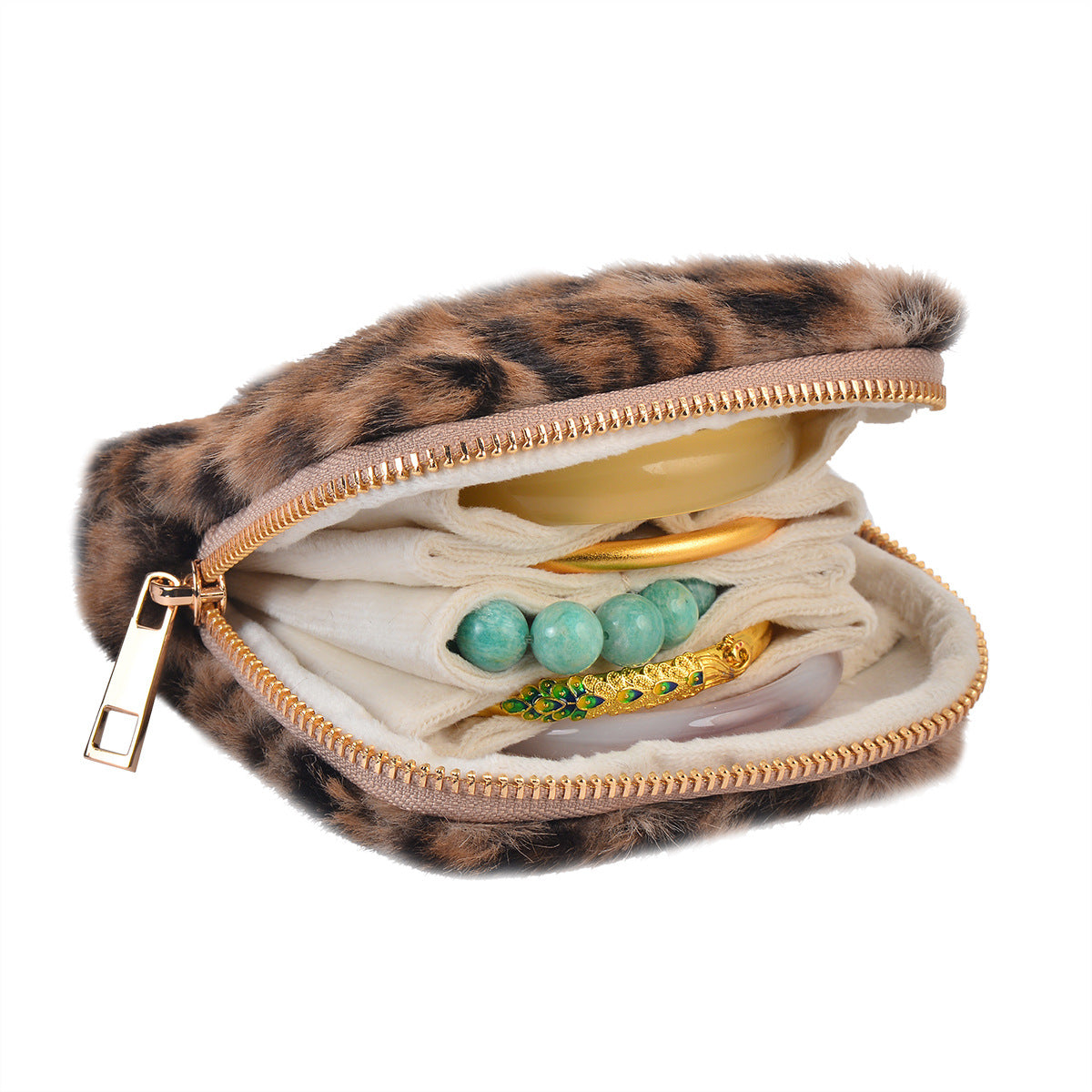 Multi Layer Leopard Print PU Jewelry Pouch