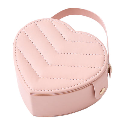 Heart Shaped Solid Color Portable Jewelry Box for Earring Ring