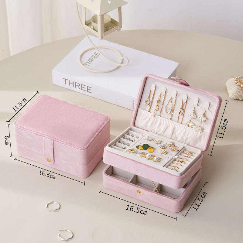 Luxury 3 Layer Velvet Jewelry Organizer Box Portable