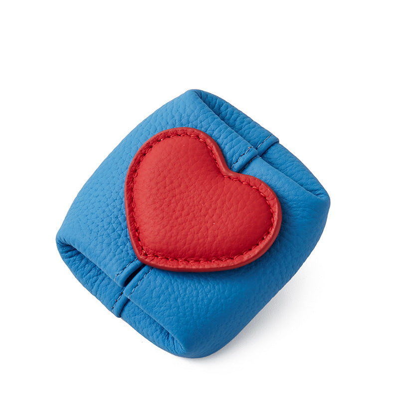 Genuine Leather Two Tone Heart Coin Purse Portable