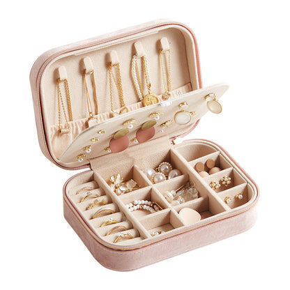 Simple Portable Velvet Jewelry Box Pearl Fleece