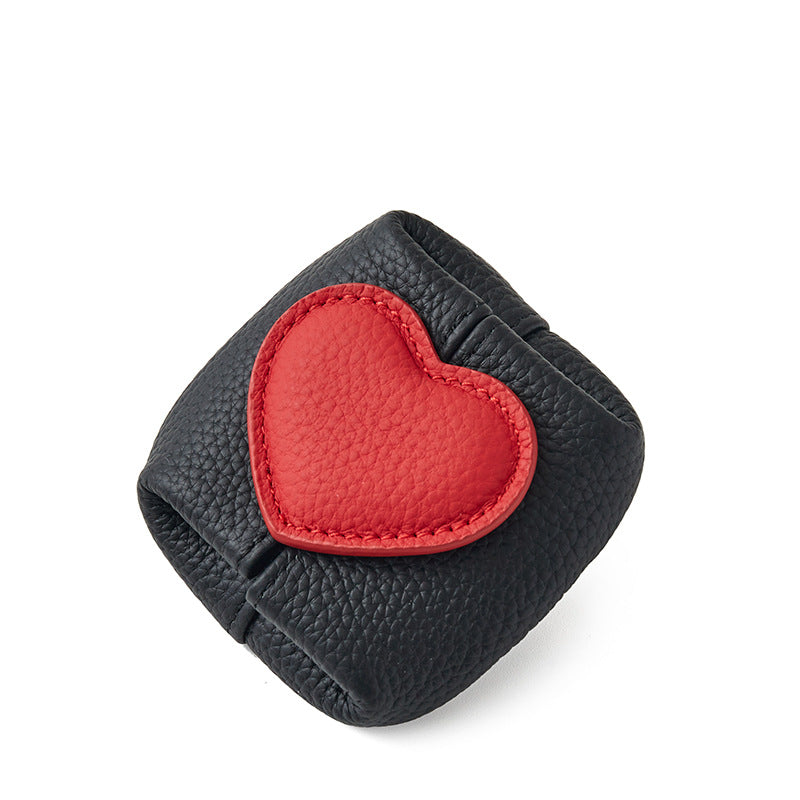 Genuine Leather Two Tone Heart Coin Purse Portable