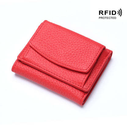 Genuine Leather RFID Mini Wallet Women Coin Purse