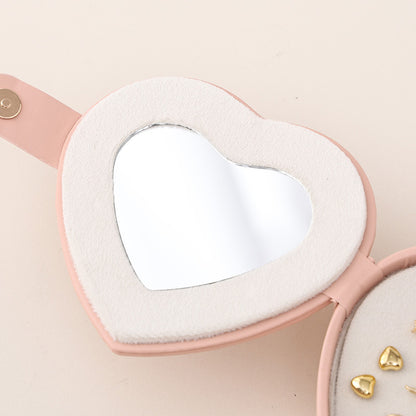 Heart Shaped Solid Color Portable Jewelry Box for Earring Ring