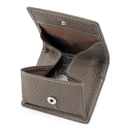 Genuine Leather Mini Wallet with Snap Coin Purse