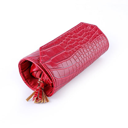 Roll Up Travel Jewelry Organizer Leather Multiple Colors