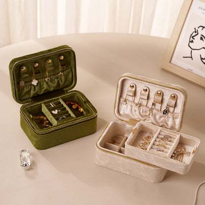 Velvet Jewelry Organizer Box Earring Ring Storage