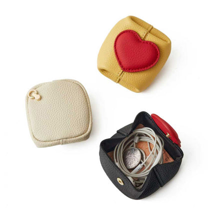Genuine Leather Two Tone Heart Coin Purse Portable