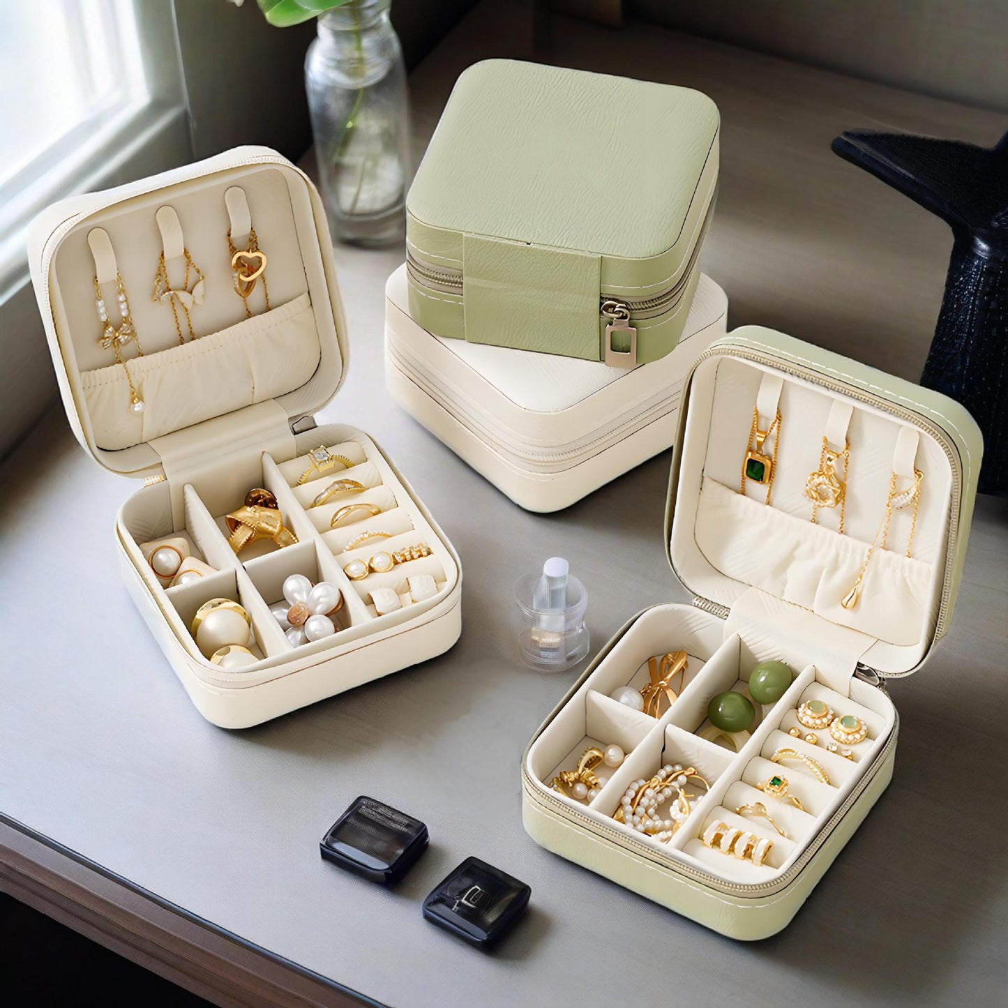 Macaron Color Portable Simple Travel Jewelry Box
