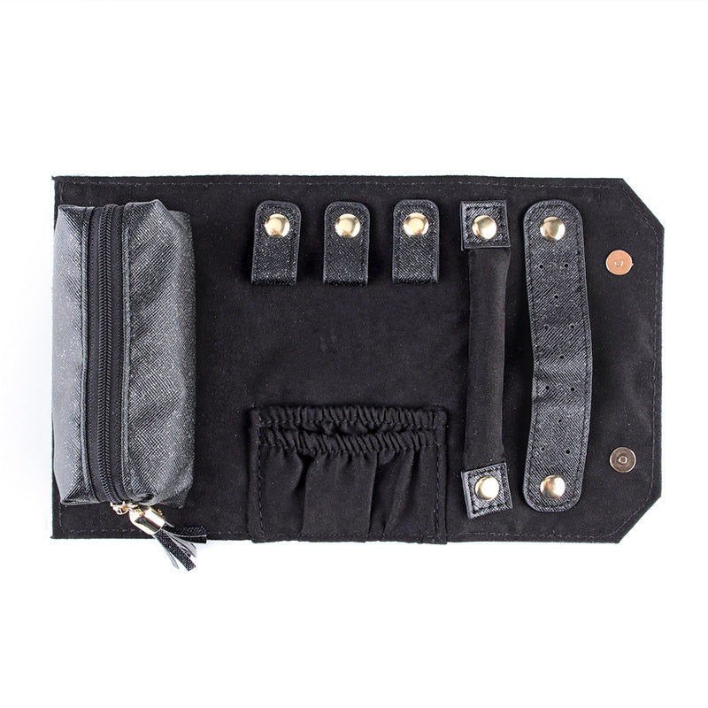 Leather Roll Up Jewelry Travel Organizer