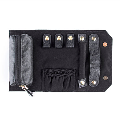 Leather Roll Up Jewelry Travel Organizer