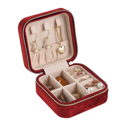 Soft Velvet Jewelry Storage Box Portable Multiple Colors