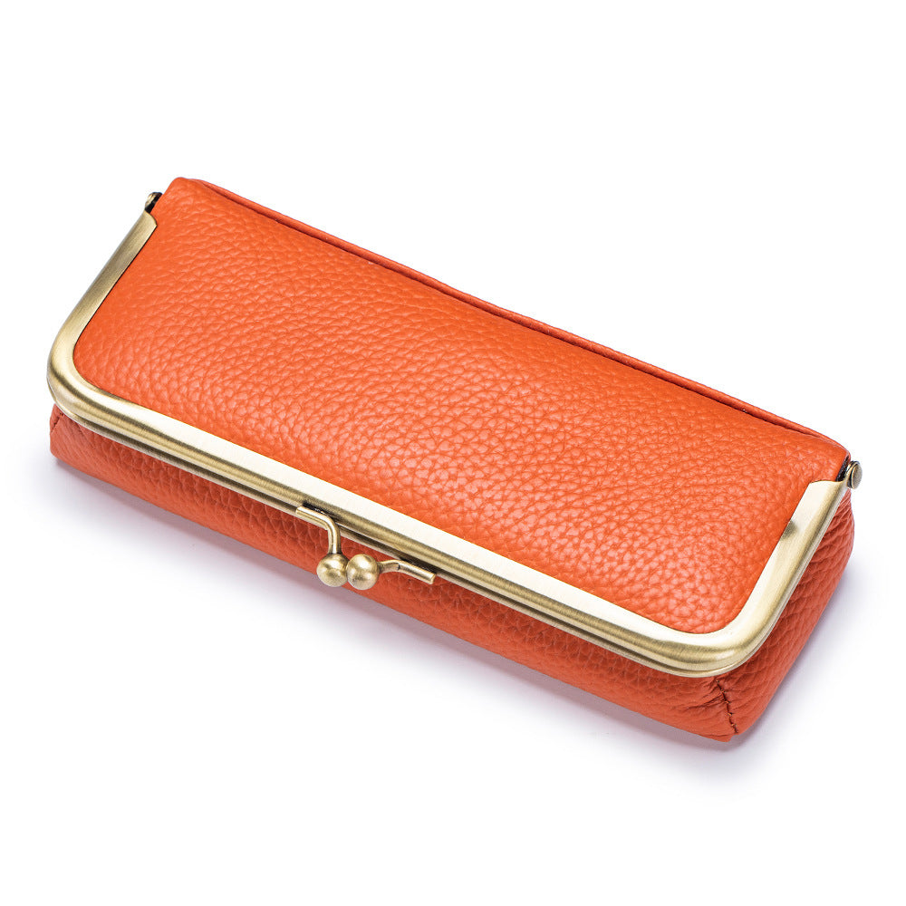 Creative Portable Genuine Leather Eyeglasses Case for Ladies