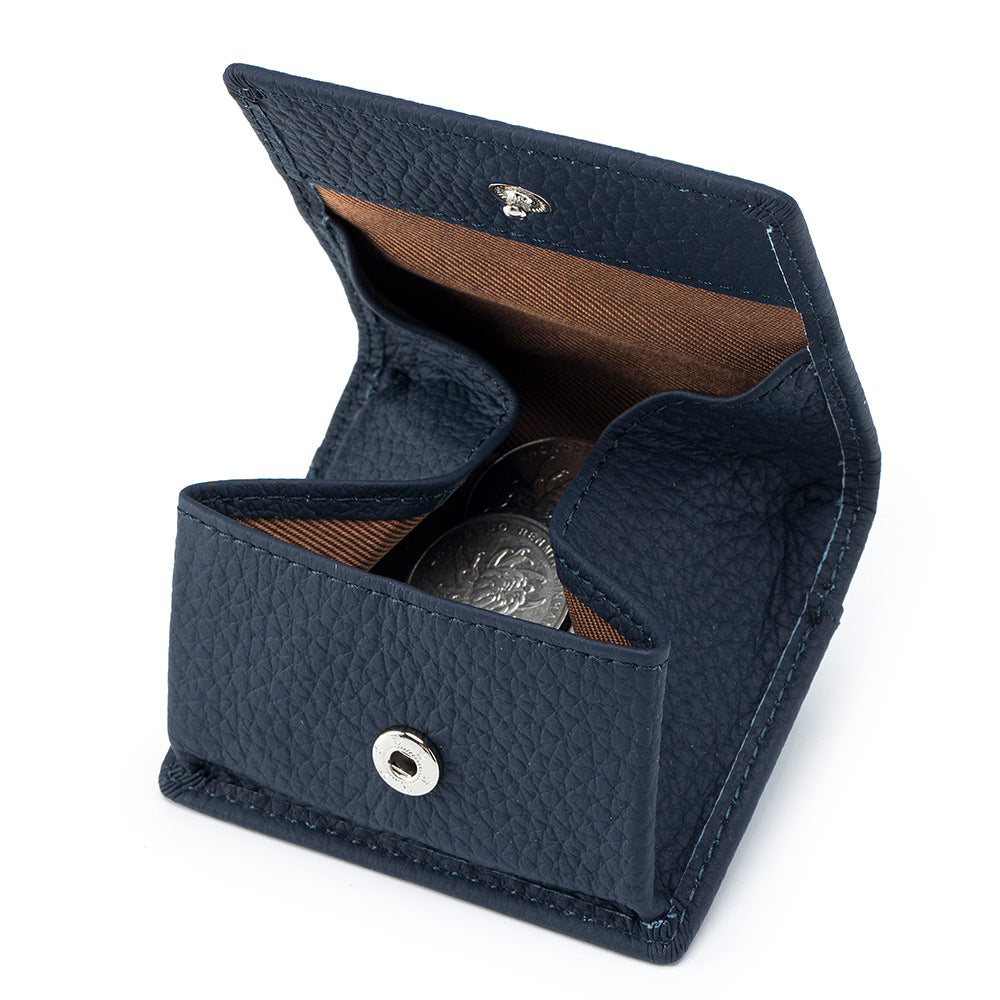 Genuine Leather Mini Wallet with Snap Coin Purse