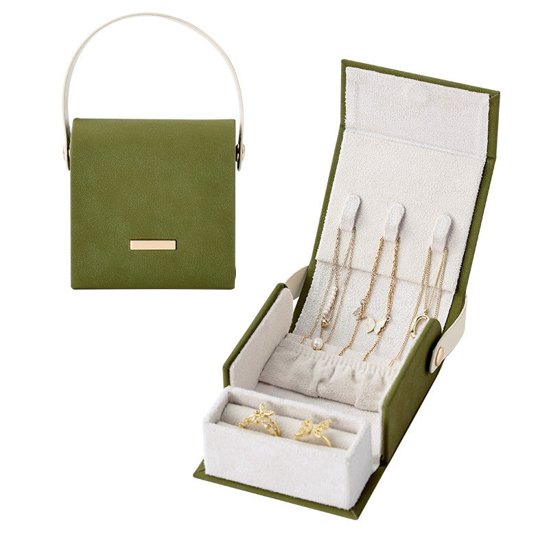 Portable Handheld Color Block Jewelry Box For Travel
