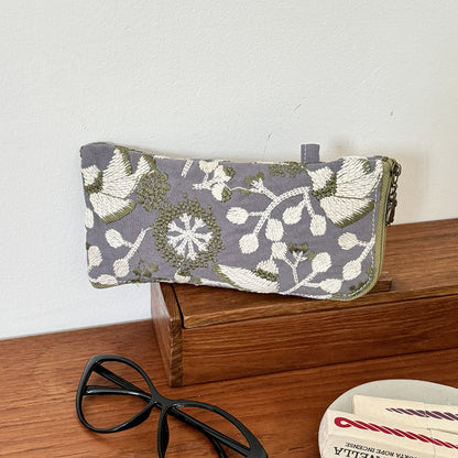 Cotton Linen Cosmetic Makeup Pouch Embroidery