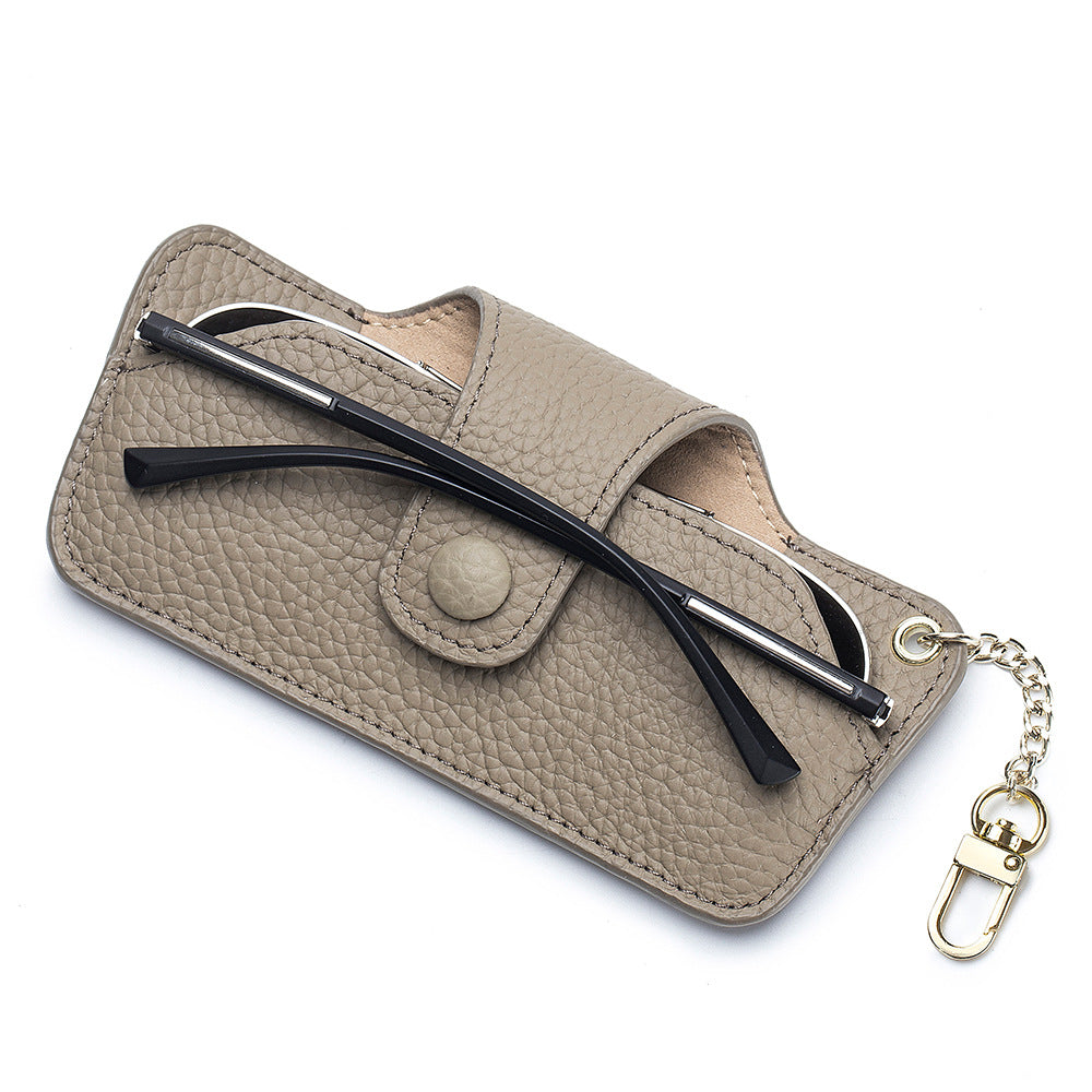 Genuine Leather Vintage Slim Portable Eyeglasses Case Unisex