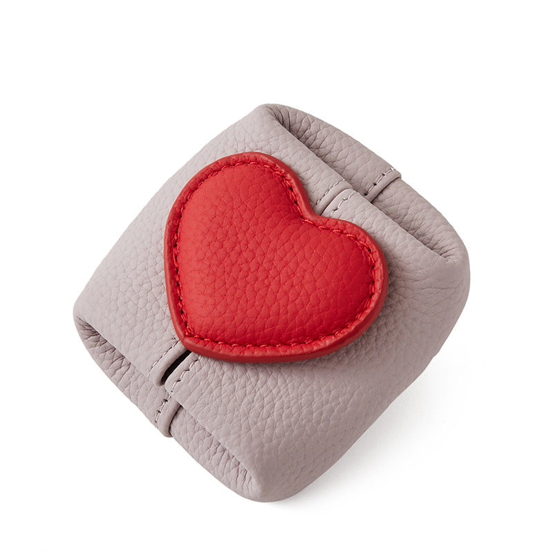 Genuine Leather Two Tone Heart Coin Purse Portable