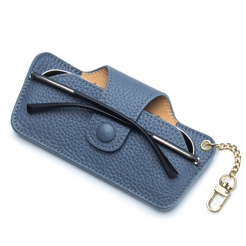 Genuine Leather Vintage Slim Portable Eyeglasses Case Unisex