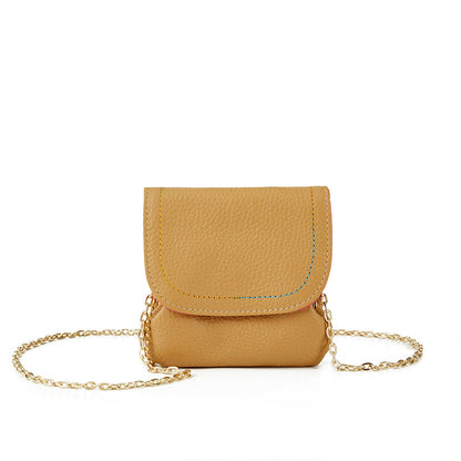 Genuine Leather Chain Coin Purse Snap Multiple Colors